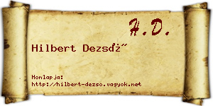 Hilbert Dezső névjegykártya